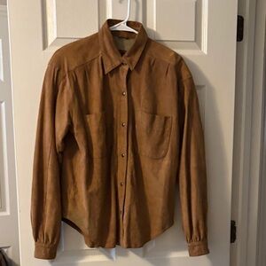 Brown Suede Button-Up Shirt
